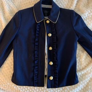 J Crew Navy Blazer with Gold Embellished Buttons
